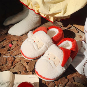 WY-XIXITIAO 2024 Christmas Cotton Slippers Autumn and Winter New Male and Female Cute Santa Claus ins Leisure Warm Plush Confinement Shoes Couple