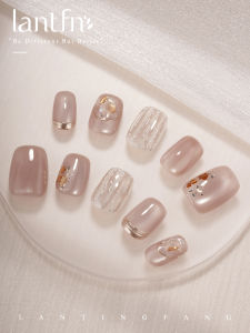 LANTINGFANG | Handmade Short Nail Art Nude Translucent Cat Eye