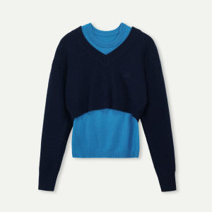 Pilling-Resistant Double Layer V-neck Wool Sweater
