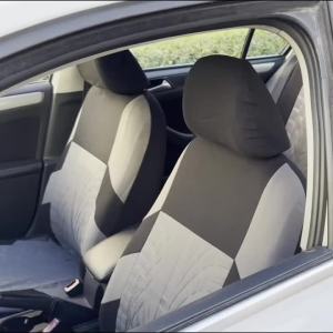 Fashion Front Car Seat Covers Car Accessories Tire Track Embossed Styling Durable Comfortable Fabric Universal Fit For Most Car