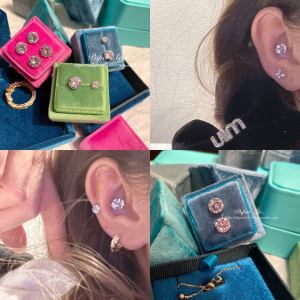 Exaggerated Glittering Diamond Ear Cuff Simple Style Large Diamond Ear Bone Studs Daily Wear Fashion Jewelry Titanium Steel