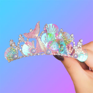 Sea Element Crystal Tiara Headwear Mermaid Motif Rhinestone Embellishment Suitable for Masquerade Gala Aquatic Theme Gathering