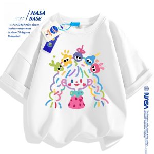 NASA Collaborative Pure Cotton Short Sleeve T-Shirt Childrens Casual Wear Spring Summer Uniform Cartoon Letter Print