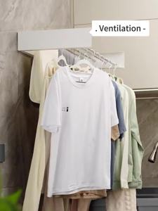 Foldable Clothes Drying Rack Hidden Wall Mounted Stainless Steel Ampaian Baju With Handle Clothes Hanger