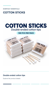 100PCS Bamboo Cotton Swabs Double Tip Cotton Buds Wooden Cotton Applicators Makeup Beauty Personal Care