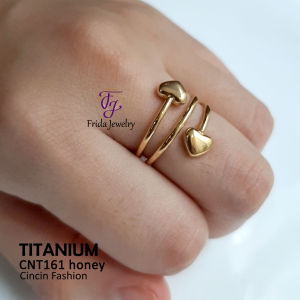 Cincin Ori Titanium Wanita Honey Love Elegan Untuk Anda yang Berjiwa Muda Awet Anti Karat Perhiasan Fashion Import Kualitas Premium CNT161