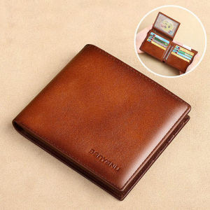 BANYANU กระเป๋าสตางค์ผู้ถือใบอนุญาตขับขี่ Anti RFID กระเป๋าสตางค์หนังแท้สำหรับผู้ชาย