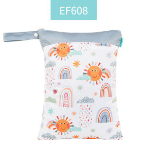 HappyFlute Printed 30*40CM Wetbag 2pocket With Handle Reusable Waterproof Cartoon Prints Wet Dry Diaper Bag