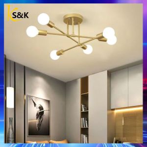 S&K Chandelier Modern Design Ceiling Light Modern Industrial Style 6/8 Heads Light Modern Minimalist Wrought Iron Light Nordic Style Bedroom Light Home Light