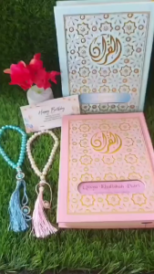 Al-Quran Custom Nama Ukuran A5 Dan A6 Hologram Maroko Al-Quran Seserahan Wedding Free Tasbih