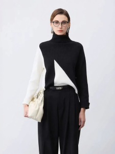 S·DEER | Áo Sweater Len Cổ Cao Màu Khối Dáng Rộng Thời Trang Nữ Mùa Đông