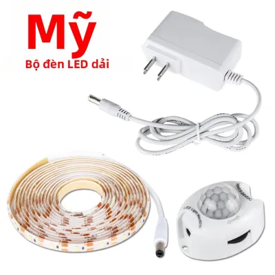 12V Cảm Biến Chuyển Động PIR Dải Đèn LED Ánh Sáng 1M-5M Tự Động Bật/Tắt SMD2835 Băng Cảm Biến Hồng Ngoại Của Con Người Cho Cầu Thang Tủ Quần Áo Tủ Quần Áo Đèn Nền Nhà Bếp