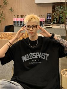 Heavyweight Pure Cotton Mens Loose Short Sleeve T-Shirt Spring Summer Trendy Brand Hong Kong Style Five-Quarter Sleeve Top