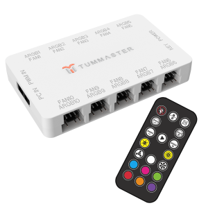 PC Accessories 10Port 4Pin ARGB Fan Hub 5V 3Pin PWM Fan Controller for PC/Computer CaseMagnetic Suction & Remote Control Lights