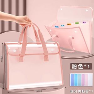 Deli A4 Portable File Folder Paper Bag Multi-layer Large Capacity Elementary School Special Handheld Accordion Book Clip Subject Classification Bag Paper Clip