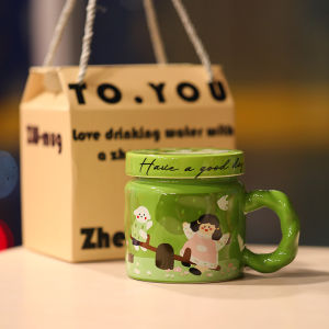 Cốc Cà Phê Gốm Xanh Tươi Mát Mùa Hè Cốc Nước Nghệ Thuật Văn Phòng Cốc Nước Có Nắp Cốc Cà Phê Sáng Cốc Gốm Sứ Cốc Đựng Trà