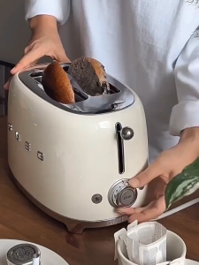 ✨SG【STOCK】SMEG 2-piece retro TSF01 white cream ribbon covered toast oven toaster 50s retro style aesthetic