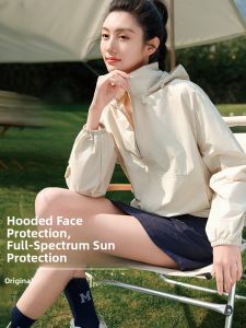 Miiow | Womens Ice Silk Loose Fit Sun Protection Coat Breathable Summer Outerwear Short Jacket Polyester Nylon Blend Long Sleeve Hooded