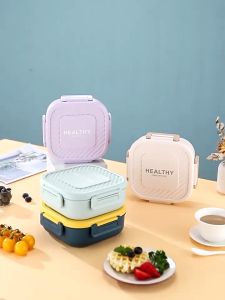 Lunch Box HEALTHY 1.3ML - Kotak Makan Sekat 3 Sekat Lunch Box Kotak Makan Bekal Anti Tumpah