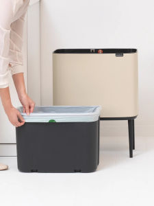 Brabantia BO Touch Stainless Steel Trash Can Large Capacity 36L Press Type Hygienic Bin Modern Style Square Home Use Garbage Can