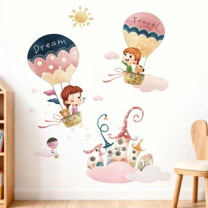 Decal giấy dán tường trẻ em Khinh khí cầu Dream&Travel - Trang trí phòng cách bé trai và bé gái dễ thương