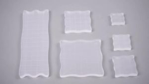 6Pcs Acrylic Stamp Blocks with Grid Lines Clear Stamping Block Reusable Stamp Blocks Smooth Acrylic Stamping Block for DIY Craft
