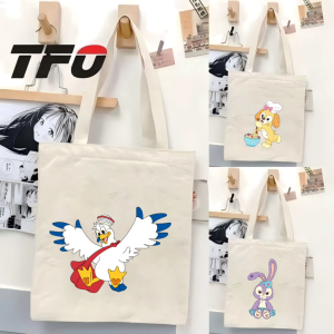 TFO Canvas Tote Bag Minimalist Disney Duffy and Friends Character Versatile Ideal for College School