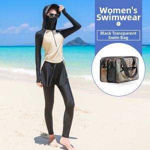 XTEP | Long Sleeve Long Pant Swimwear UV Protection Hooded Slimming Tummy Control