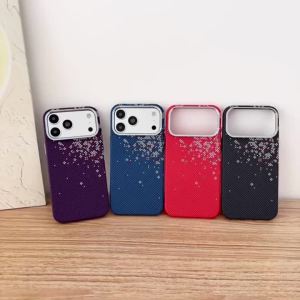 For Magsafe Phone Case for iPhone 13 14 15 16 17 18 Pro Max Hard PC Cover Camera Lens Cherry blossom Carbon Fiber Texture Capa