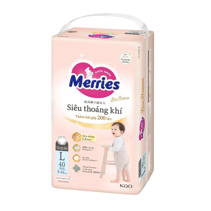 Tã Merries Cao Cấp First Premium Siêu Khô Thoáng Đủ Size Quần + Dá
