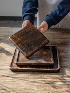 Chinese Style Wooden Tea Tray Square Fruit Plate Set for Home Stay Tea House Zen Meaning Dry Fruit Dim Sum Plate Wood Material