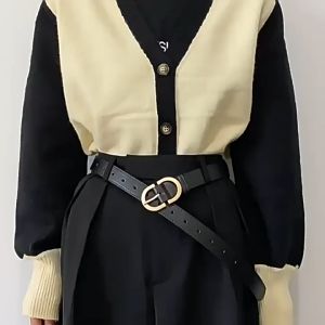 Korean New Belt Women Versatile Casual Belt Retro Round Belt Buckle Tali Pinggang Perempuan 腰带