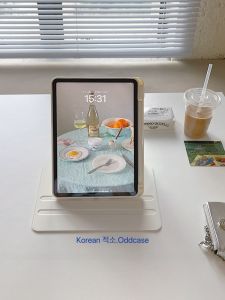 Fresh Cream White Acrylic Rotatable Shell for iPad pro 11 Inch Air 2024/10th Gen Mini 6 Pen Slot Available in Various Sizes