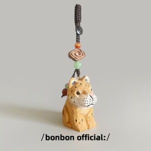 Handcrafted Wood Carving Lion Keychains Creative Cute Book Bag Pendant Healing Series Hanging Decorations Birthday Gifts