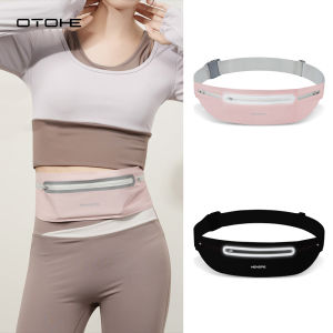 OTOHE Ultra Thin Sports Bag Men Women Outdoor Waist Pack Bag Three Zipper Pocket Chest Bag Adjustable Running Pouch Waterproof Crossbody Bag Money Phone Waist Fanny Pack Jogging Belt Fanny Pack With Reflective Strip for Workouts Sports Outdoor