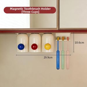Magnetic Drill-Free Bathroom Toothbrush and Cup Storage Rack