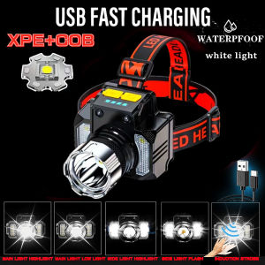 T23 Senter kepala head lamp super terang USB rechargeable tahan air sensor gerak