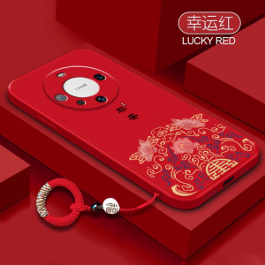 Chinese Zodiac New Year Huawei Mate80 pro Phone Case Red Liquid Silicone with Lanyard 50 Pura Peace 40 Wealth 30 Protection