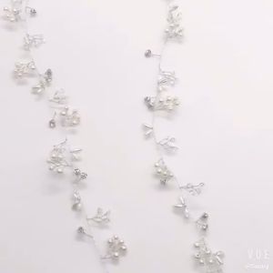 35cm Crystal Pearl Hairband Wedding Bridal Charming Headwear Long Elegant Crystal Pearl String Hair Pins Wedding Bridesmaid Pearl Headwear Women Fashion Bride Wedding Head Jewelry Crystal Pearl Hair Belt Bridal Hair Accessories