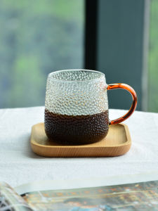 แก้วใสสำหรับดื่มกาแฟดำพร้อมก้นและตะขอสำหรับผู้หญิง แก้วน้ำโซลูชั่นเร็ว เรียบง่าย อบได้ แก้วน้ำ Americano