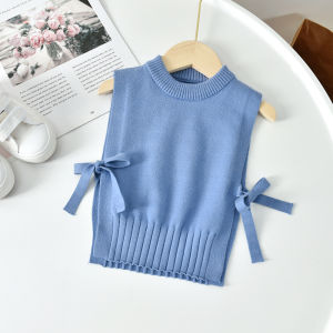 Áo Len Dệt Kim Ngắn Cho Bé Gái Áo Khoác Ngoài Thời Trang Phong Cách Hàn Quốc Cho Trẻ Em Áo Len Dệt Kim Cổ Tròn Cho Bé Gái