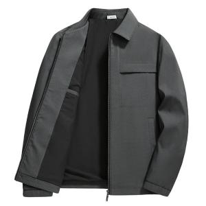 ROMON | Lormen Mens Jacket Autumn Style翻领行政工装中老年爸爸装休闲外套茄克衫时尚都市通勤风防风长袖标准版型