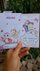 Set 10 thiệp mời sinh nhật thôi nôi đầy tháng cho bé trai bé gái - Thiết kế in hình và nội dung