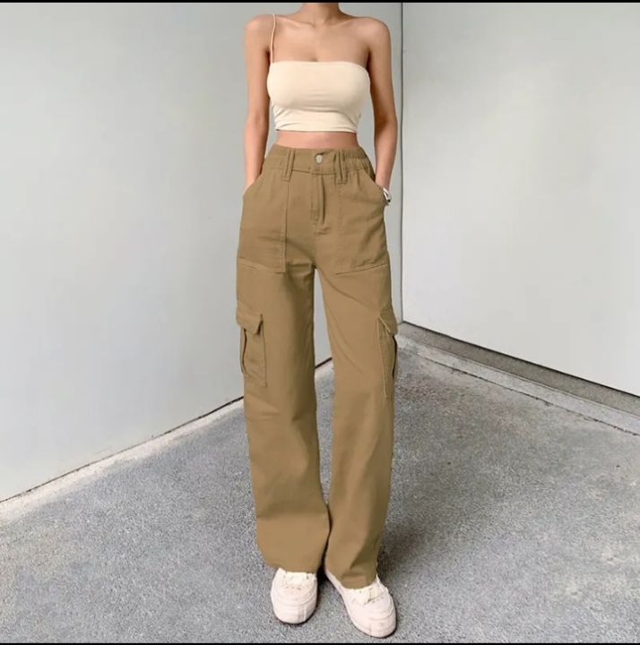 TRENDY Unisex Cargo Pants Wide Leg High Quality Thick Fabric