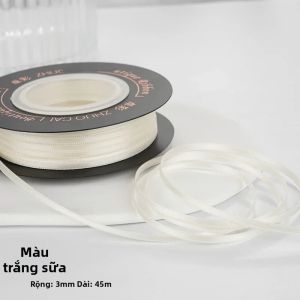 Ruộng Băng Satin Lụa Hai Mặt 50 Thước/cuộn Rộng 1/8 Inch (3mm) Chất Liệu Polyester Bóng Mượt Dùng Làm Nơ Trang Trí Giáng Sinh Tự Làm Thủ Công
