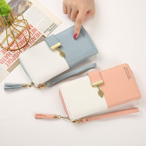 Dompet Panjang Resleting Wanita Bertali Pendek Multifungsi Banyak Ruang Kartu Simple Praktis COD D89