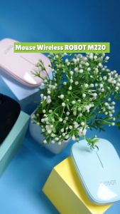 Mouse Wireless ROBOT M220 2.4GHz Optical 1600DPI dengan Receiver USB untuk PC Laptop Original Dpi