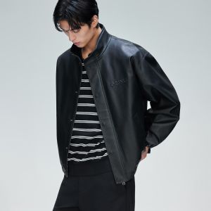 Jack Jones | Vintage Fashionable PU Leather Jacket Stand Collar