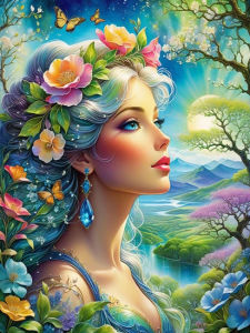 MomoArt Diamond Painting Woman Portrait Full Square Round Girl Mosaic Flower Embroidery Cartoon Needlework Wall Decoration