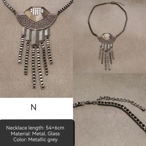 DaVee | Vintage Artificial gem gold necklace Bohemian pearl choker short necklace